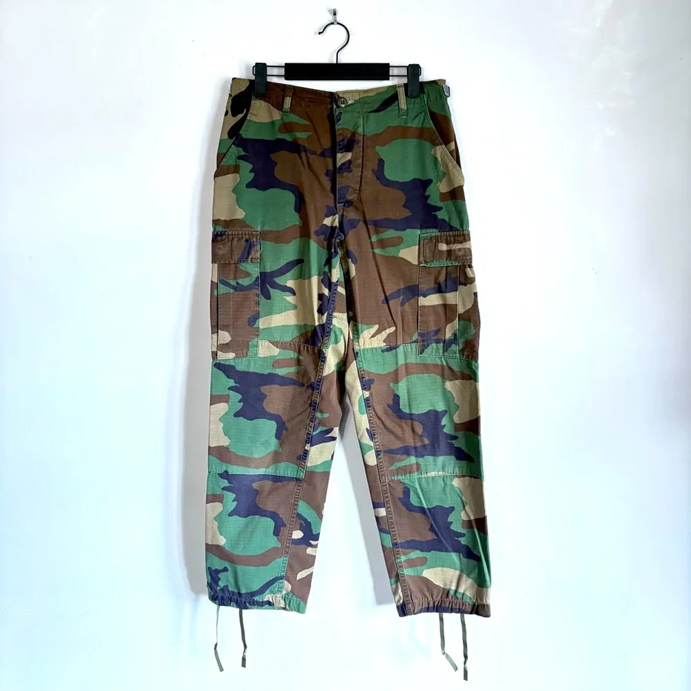VTG Military Double Knee Combat Army Camouflage Cargo Pants Unisex Size 31 x 29